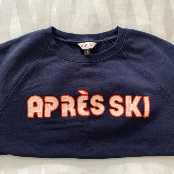 Navy blue J.Crew "Apres Ski" cropped sweatshirt, size medium - Picture 1 of 3